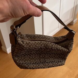 Coach Tan Mini Bag with Signature Pattern